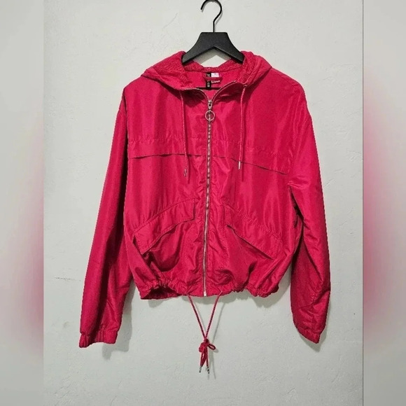 H&M Divided Hot Pink wind Breaker Track Jacket Size Large - Picture 1 of 7